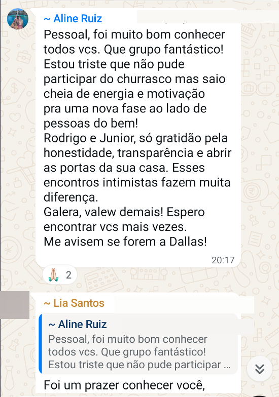 Depoimento de participante do Churrasco de Leilão