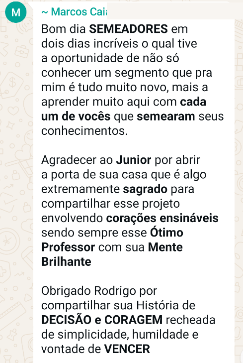 Depoimento de participante do Churrasco de Leilão