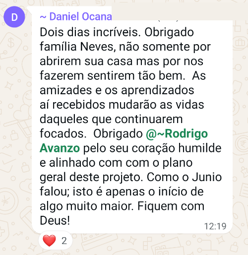 Depoimento de participante do Churrasco de Leilão